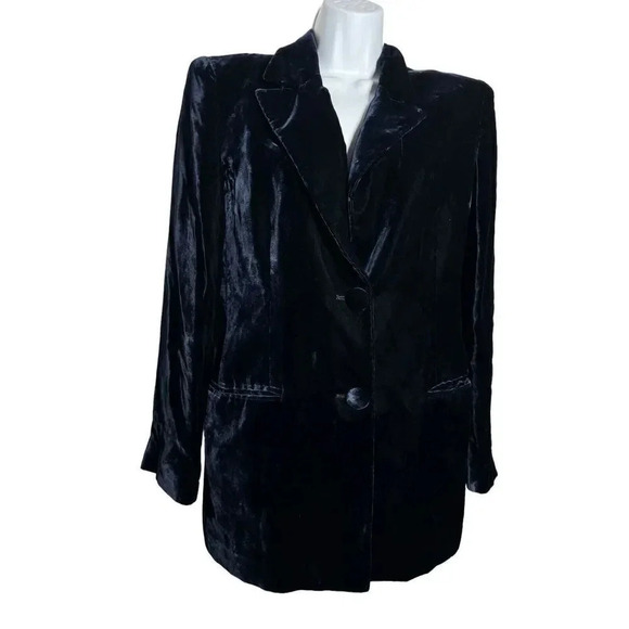 luisa spagnoli Velvet blazer vintage classic size 44 US size Medium dark blue - Picture 3 of 13
